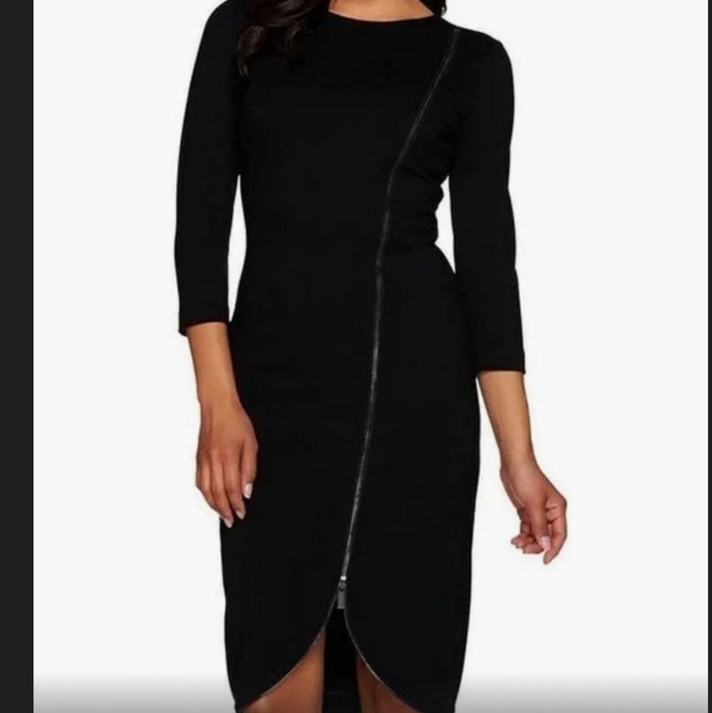 Prelove Gili Women's Zipper Sheath Dress 3/4 Sleeve Color Black Size 10P